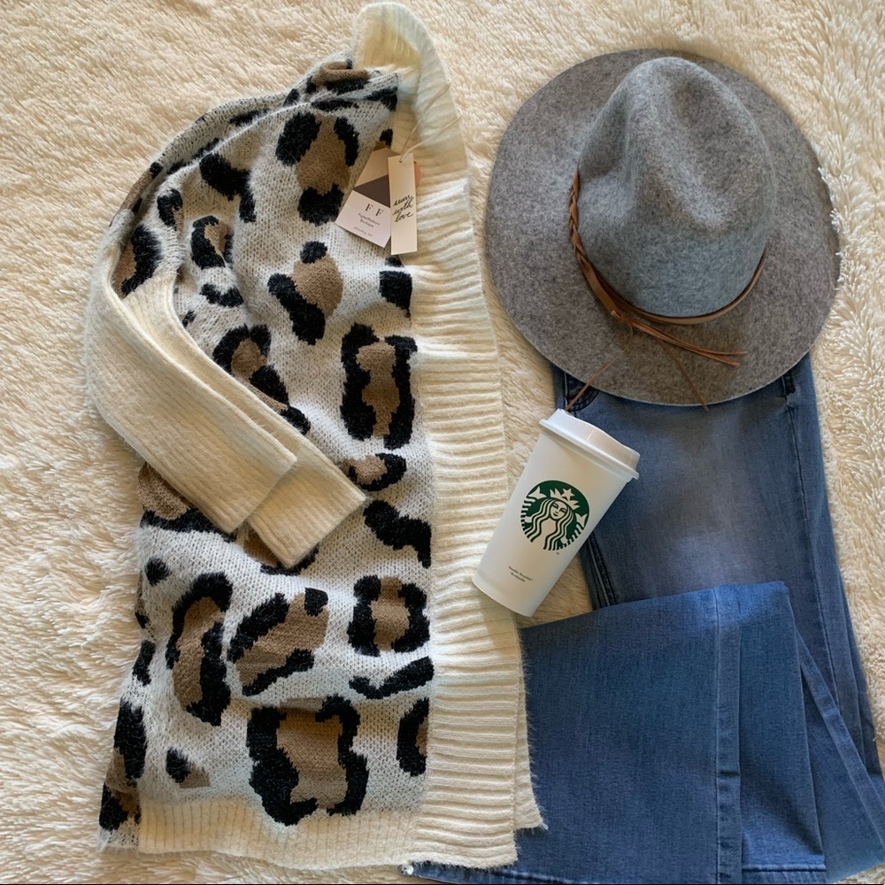 New Cozy Leopard Oversized Fuzzy Cardigan Sweater - Picture 10 of 11